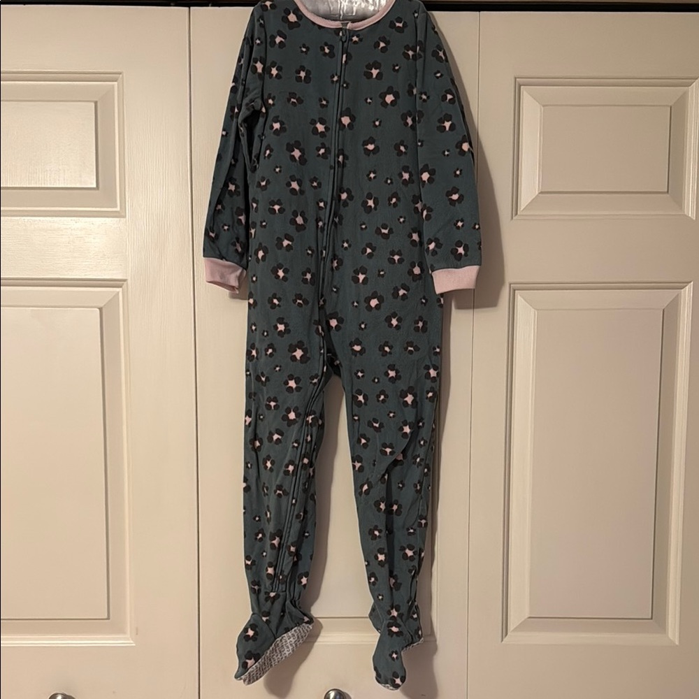 Carter's Fleece Green and Pink Footie One Piece